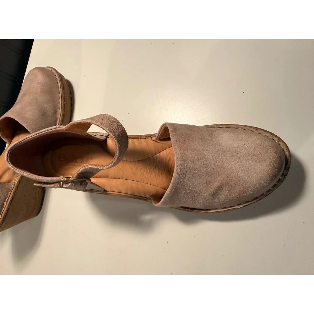 Born Womens Suede Leather Wedge Sandals Ankle Strap Blush Pink BR0040179 Size 8M